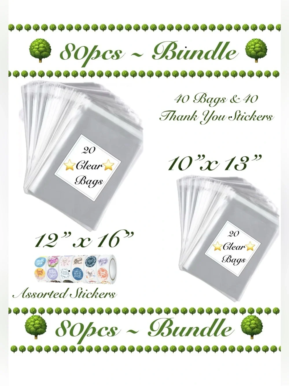 80pcs  Shipping Bundle ~New~   10” x13” & 12” x 16” Bags & Stickers ~New~
